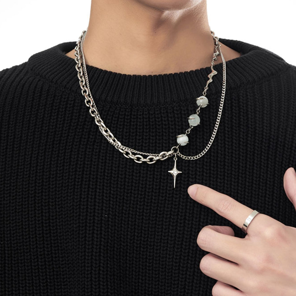 Opal Titanium Steel Necklace For Men